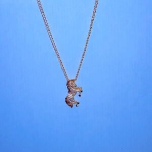 925 Charming Gold Horse Necklace